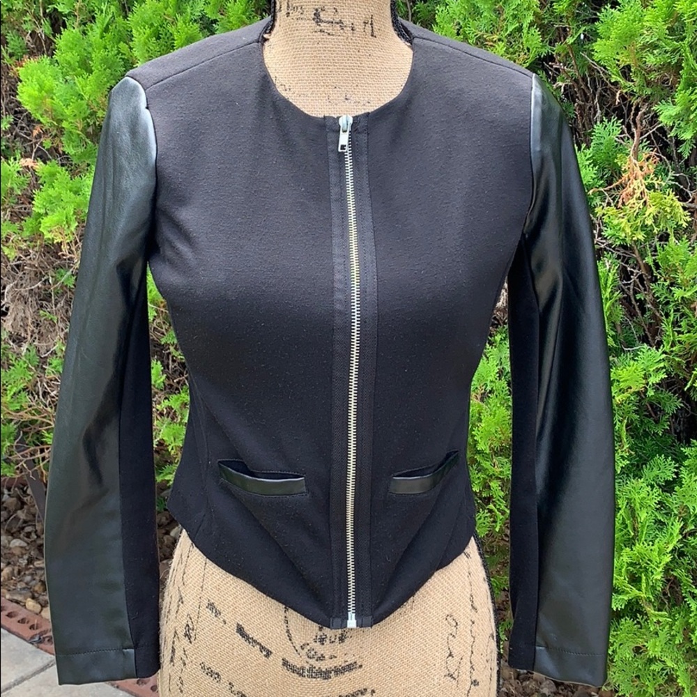 Half Faux Leather / Half Fabric Jacket